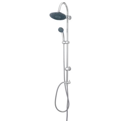 Ensemble de douche sans mitigeur Nakri avec pomme de tête ABS + douchette 1 jet en ABS chromé + 1 support inox et 1 flexible 150 cm en inox