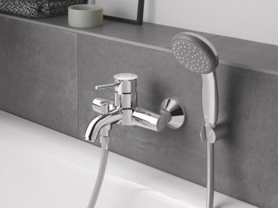 Ensemble de douche support + douchette chromé Vitalio Start 100 2 jets Grohe