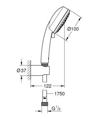 Ensemble de douche support + douchette chromé Vitalio Start 100 3 jets Grohe