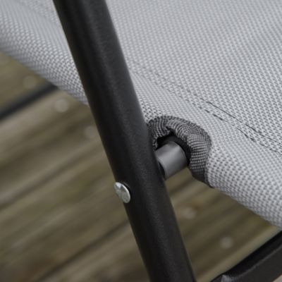 Ensemble de jardin 3 pièces 2 chaises inclinables multi-positions pliables + table ronde verre trempé métal époxy textilène gris