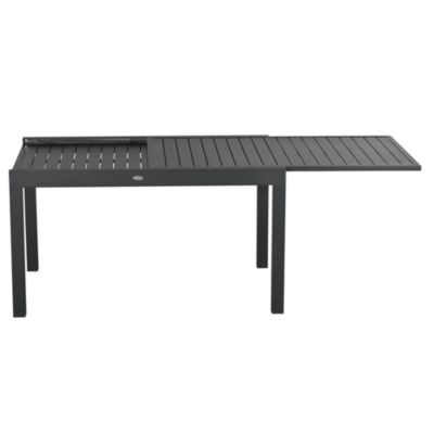 Ensemble de jardin 8 personnes chaises empilables table extensible 135/270L cm alu. textilène gris