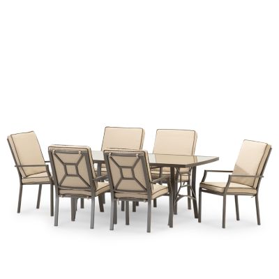 Ensemble de jardin avec table et 6 chaises empilables avec coussins - Toscana