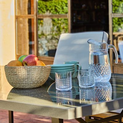 Ensemble de jardin avec table et 6 chaises empilables avec coussins - Toscana