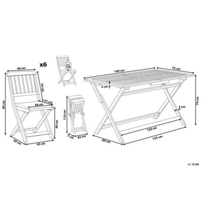 Ensemble de jardin CENTO Acacia 140x75x74 cm Bois foncé