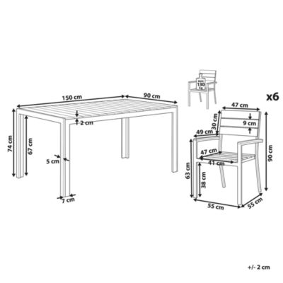 Ensemble de jardin COMO 150x90x74 cm Gris