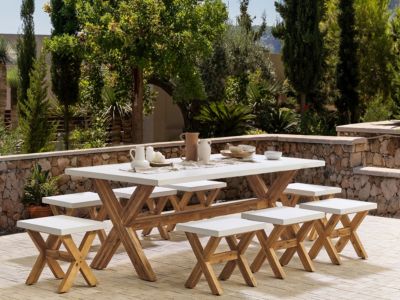 Ensemble de jardin OLBIA Béton 200x100x75 cm Blanc