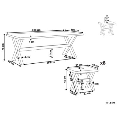 Ensemble de jardin OLBIA Béton 200x100x75 cm Blanc