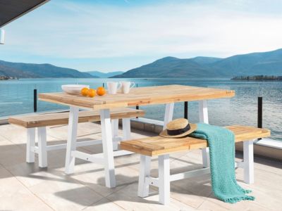 Ensemble de jardin SCANIA Acacia 170x80x74 cm Blanc
