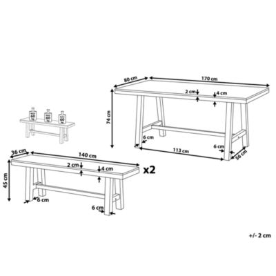 Ensemble de jardin SCANIA Acacia 170x80x74 cm Blanc