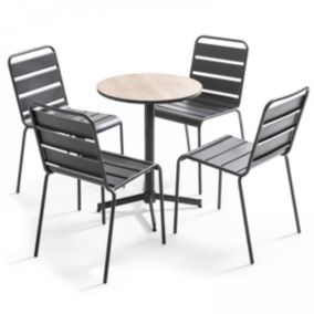 Ensemble de jardin table ronde bois et 4 chaises  Tivoli  Oviala