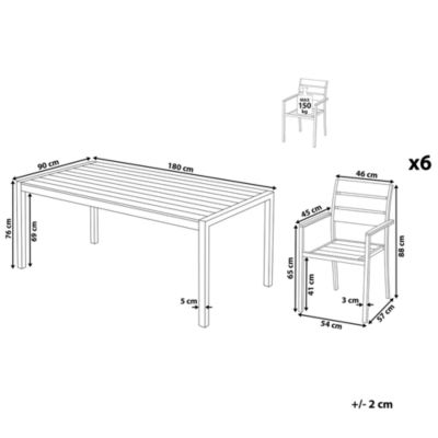 Ensemble de jardin VERNIO 180x90x76 cm Blanc
