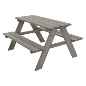 Ensemble de jeu pour enfants bois gris 4 places table de pique-nique + 2 bancs