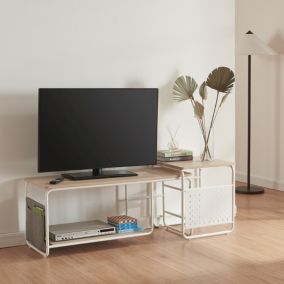 Ensemble de meuble TV et table d'appoint gigognes Dyroey blanc effet chêne gris en.casa