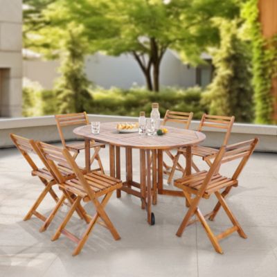 Ensemble de meubles de jardin 7 pièces Acerenza bois d'acacia en.casa