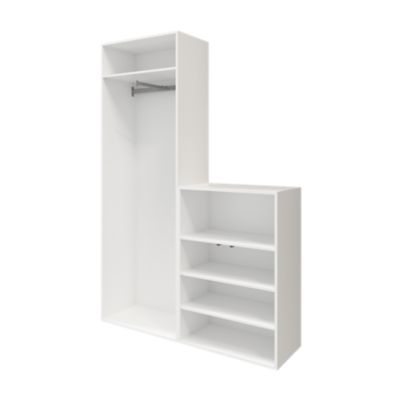 Ensemble de meubles de rangement blancs portes battantes miroir et anthracite brillant GoodHome Atomia H. 225 x L. 150 x P. 47 cm
