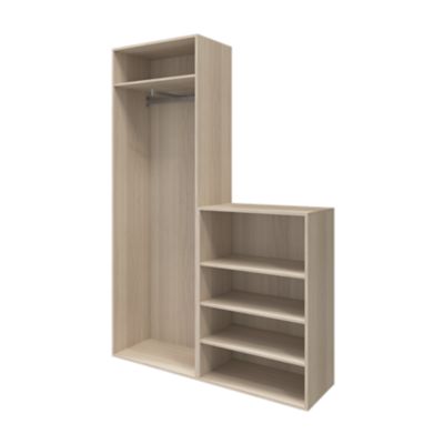 Ensemble de meubles de rangement effet chêne portes battantes miroir et blanches GoodHome Atomia H. 225 x L. 150 x P. 47 cm