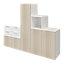 Ensemble de meubles de rangement portes battantes et tiroirs blancs et effet chêne GoodHome Atomia H. 150 x L. 187,5 x P. 45 cm