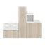 Ensemble de meubles de rangement portes battantes et tiroirs blancs et effet chêne GoodHome Atomia H. 150 x L. 187,5 x P. 47 cm