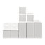 Ensemble de meubles de rangement portes battantes et tiroirs blancs et gris clair mat GoodHome Atomia H. 150 x L. 187,5 x P. 47 cm