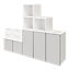 Ensemble de meubles de rangement portes battantes et tiroirs blancs et gris clair mat GoodHome Atomia H. 150 x L. 187,5 x P. 47 cm