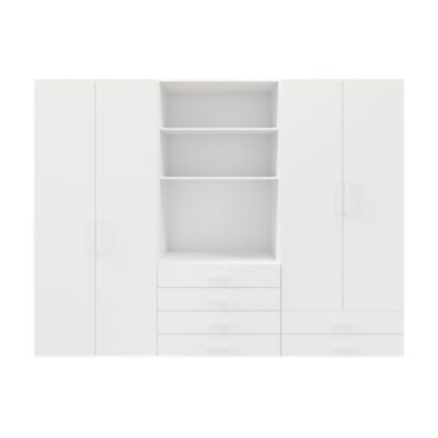 Ensemble de meubles de rangement portes battantes et tiroirs blancs GoodHome Atomia H. 225 x L. 300 x P. 60 cm