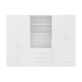 Ensemble de meubles de rangement portes battantes et tiroirs blancs GoodHome Atomia H. 225 x L. 300 x P. 60 cm
