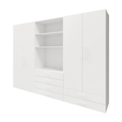 Ensemble de meubles de rangement portes battantes et tiroirs blancs GoodHome Atomia H. 225 x L. 300 x P. 60 cm