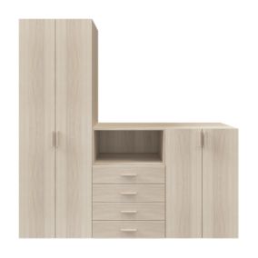 Ensemble de meubles de rangement portes battantes et tiroirs effet chêne GoodHome Atomia H. 225 x L. 225 x P. 60 cm