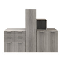 Ensemble de meubles de rangement portes battantes et tiroirs effet chêne grisé GoodHome Atomia H. 150 x L. 187,5 x P. 45 cm