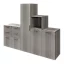 Ensemble de meubles de rangement portes battantes et tiroirs effet chêne grisé GoodHome Atomia H. 150 x L. 187,5 x P. 47 cm