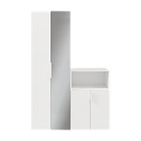 Ensemble de meubles de rangement portes battantes miroir et blanches GoodHome Atomia H. 225 x L. 150 x P. 47 cm