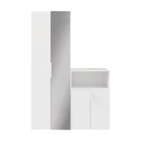 Ensemble de meubles de rangement portes battantes miroir et blanches GoodHome Atomia H. 225 x L. 150 x P. 47 cm