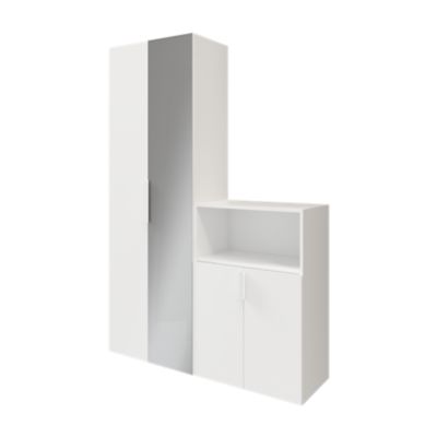 Ensemble de meubles de rangement portes battantes miroir et blanches GoodHome Atomia H. 225 x L. 150 x P. 47 cm