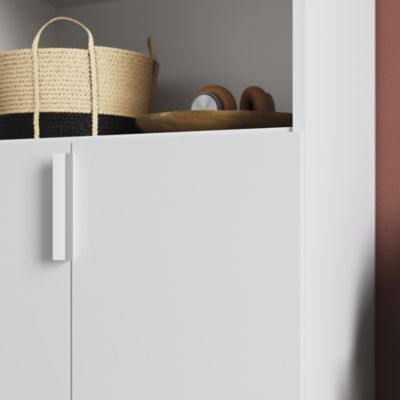 Ensemble de meubles de rangement portes battantes miroir et blanches GoodHome Atomia H. 225 x L. 150 x P. 47 cm
