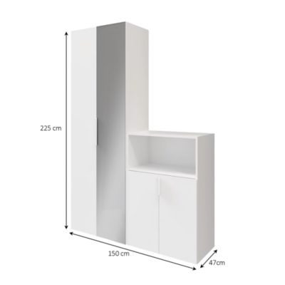 Ensemble de meubles de rangement portes battantes miroir et blanches GoodHome Atomia H. 225 x L. 150 x P. 47 cm
