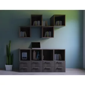 Ensemble de meubles de rangement semi ouvert avec tiroirs effet chêne grisé GoodHome Atomia P.37 cm