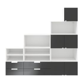 Ensemble de meubles de rangement sous pente et/ou comble blancs et anthracite brillant GoodHome Atomia H. 187,5 x L. 187,5 x P. 35 cm