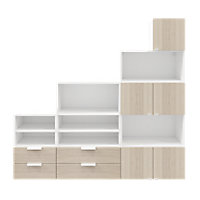 Ensemble de meubles de rangement sous pente et/ou comble blancs et effet chêne GoodHome Atomia H. 187,5 x L. 187,5 x P. 35 cm