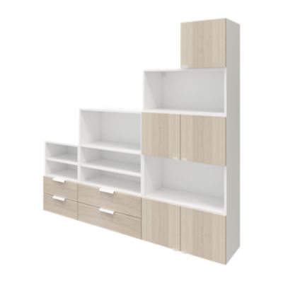 Ensemble de meubles de rangement sous pente et/ou comble blancs et effet chêne GoodHome Atomia H. 187,5 x L. 187,5 x P. 35 cm