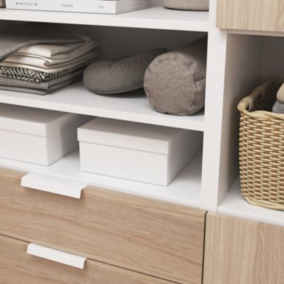 Ensemble de meubles de rangement sous pente et/ou comble blancs et effet chêne GoodHome Atomia H. 187,5 x L. 187,5 x P. 35 cm