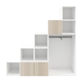 Ensemble de meubles de rangement sous pente et/ou comble blancs et effet chêne GoodHome Atomia H. 187,5 x L. 187,5 x P. 47 cm