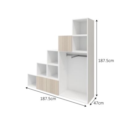Ensemble de meubles de rangement sous pente et/ou comble blancs et effet chêne GoodHome Atomia H. 187,5 x L. 187,5 x P. 47 cm