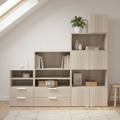 Ensemble de meubles de rangement sous pente et/ou comble effet chêne GoodHome Atomia H. 187,5 x L. 187,5 x P. 37 cm