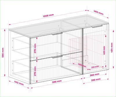 Ensemble de meubles de salle de bain avec panier à linge et plan, poignées noires, chêne craft, 100 x 46 x 58,6 cm