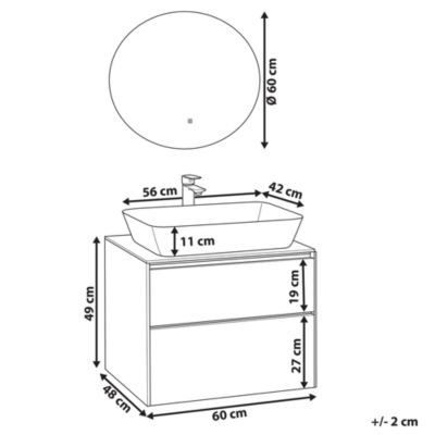 Ensemble de meubles de salle de bain MANZON 60 cm 48 cm 49 cm Blanc
