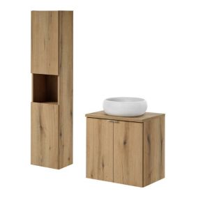 Ensemble de meubles de salle de bain NEWPORT 60 x 57 x 39 cm effet chêne en.casa
