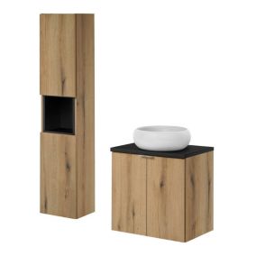 Ensemble de meubles de salle de bain NEWPORT 60 x 57 x 39 cm effet chêne noir en.casa