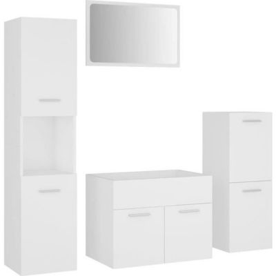Ensemble de meubles de salle de bain - vidaXL - 3070910 - Blanc - Bois d'ingénierie - Rangement spacieux