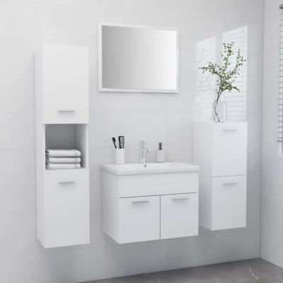 Ensemble de meubles de salle de bain - vidaXL - 3070910 - Blanc - Bois d'ingénierie - Rangement spacieux