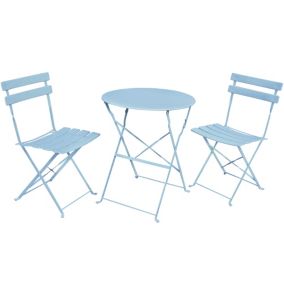 Ensemble de meubles ORION pour balcon : Table ronde & 2 chaises en bleu élégant